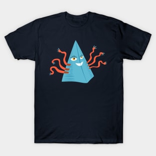 Weird Blue Pyramid Character With Tentacles T-Shirt
